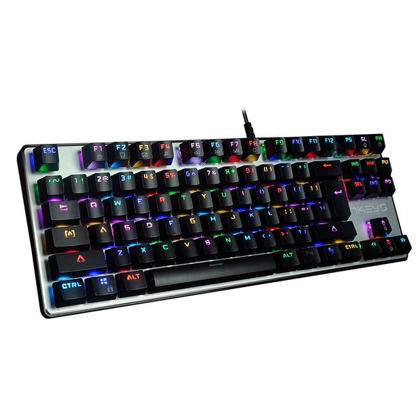 

Игровая механическая клавиатура 87 клавиш реальный RGB синий переключатель портативный проводной USB профессиональная клавиатура LED подсветкой для LoL PC Gamer