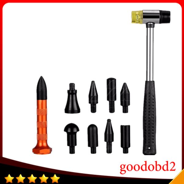 

car 4s tools shop paintless dent repair tool dent removal pdr tools gold tap down pen with 9 heads rubber hammer