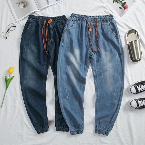 new men's jeans casual pants with bottom-tied drawstring and large size bottom-down pants with holes jeans, Blue
new men's jeans casual pants with bottom-tied drawstring and large size bottom-down pants with holes jeans, Blue