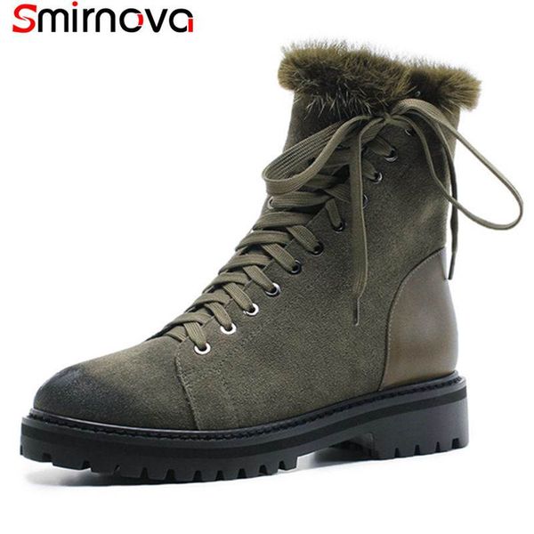 smirnova plus size 34-42 2018 fashion lace up zip ankle boots for women round toe cow suede leather boots flat with winter, Black
smirnova plus size 34-42 2018 fashion lace up zip ankle boots for women round toe cow suede leather boots flat with winter, Black