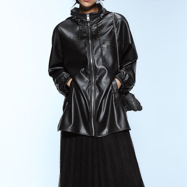 deat 2020 autumn winter black leather long jacket hooded loose women coat mg827, Tan;black
deat 2020 autumn winter black leather long jacket hooded loose women coat mg827, Tan;black