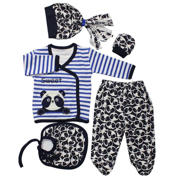 sweet panda embroidered blue striped 5'li piece output set, White
sweet panda embroidered blue striped 5'li piece output set, White