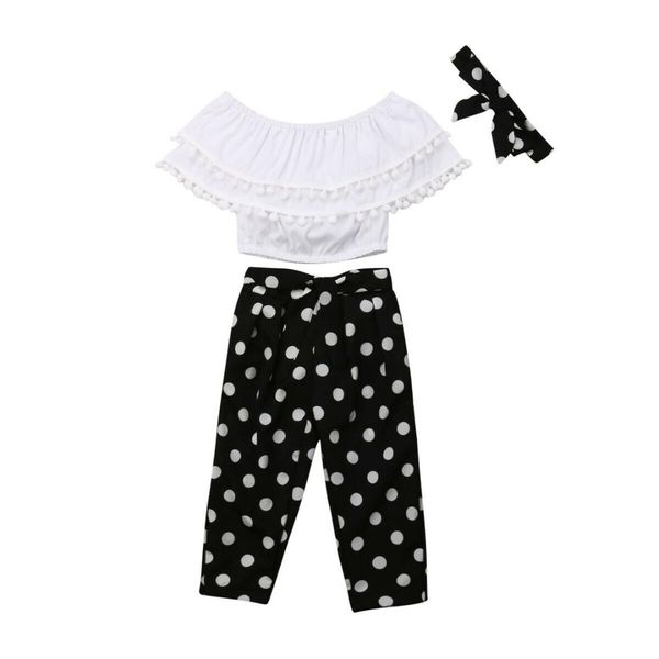 baby girl casual clothes set chiffon ruffle off-shoulder t shirt+polka dot trousers pants outfit 2pcs 2-7y, White
baby girl casual clothes set chiffon ruffle off-shoulder t shirt+polka dot trousers pants outfit 2pcs 2-7y, White