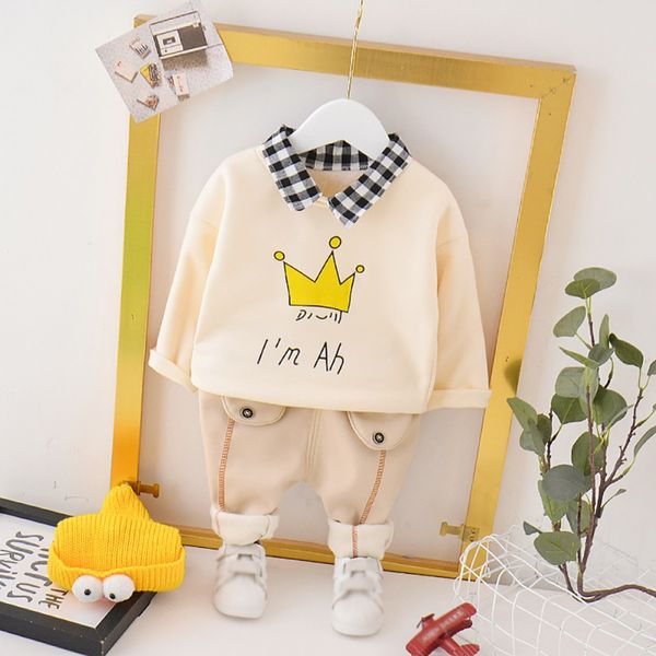4 colors baby boy outfits long sleeve cartoon crown print thicken sweatshirt+pants casual costume set children clothing, White
4 colors baby boy outfits long sleeve cartoon crown print thicken sweatshirt+pants casual costume set children clothing, White