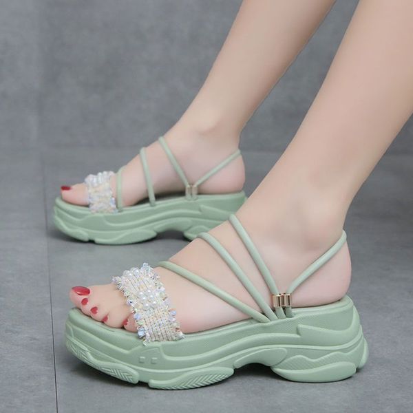5cm height wedge sandals for women fashion shoes woman flat platform thick bottom chunky sandals high heel slippers, Black
5cm height wedge sandals for women fashion shoes woman flat platform thick bottom chunky sandals high heel slippers, Black