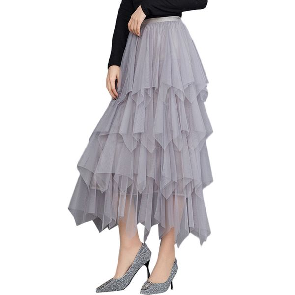 women irregular tulle skirts fashion elastic high waist mesh tutu skirt pleated long skirts midi skirt saias faldas jupe femmle, Black
women irregular tulle skirts fashion elastic high waist mesh tutu skirt pleated long skirts midi skirt saias faldas jupe femmle, Black