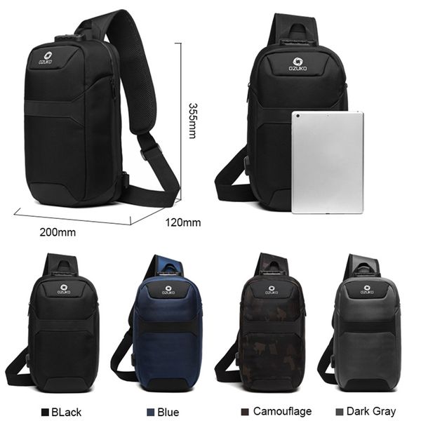 ozuko portable fashion large capacity multi-function man chest bag waterproof anti-theft usb charge port chest pack with lock
ozuko portable fashion large capacity multi-function man chest bag waterproof anti-theft usb charge port chest pack with lock