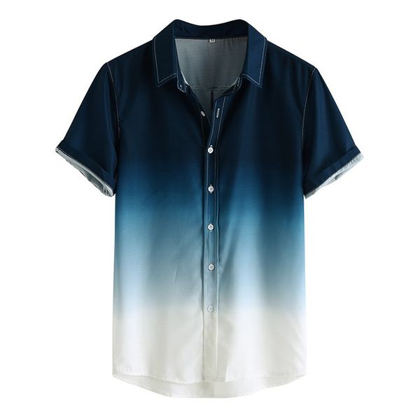 stand collar shirt for mens gradient short sleeve single breasted casual shirts homme summer loose top, White;black
stand collar shirt for mens gradient short sleeve single breasted casual shirts homme summer loose top, White;black