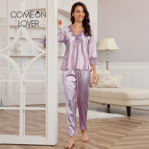 comeonlover silk homewear pajama set long sleeve v-neck women sleepwear nightgown comfortable patchwork two-pieces ri80883, Black;red
comeonlover silk homewear pajama set long sleeve v-neck women sleepwear nightgown comfortable patchwork two-pieces ri80883, Black;red