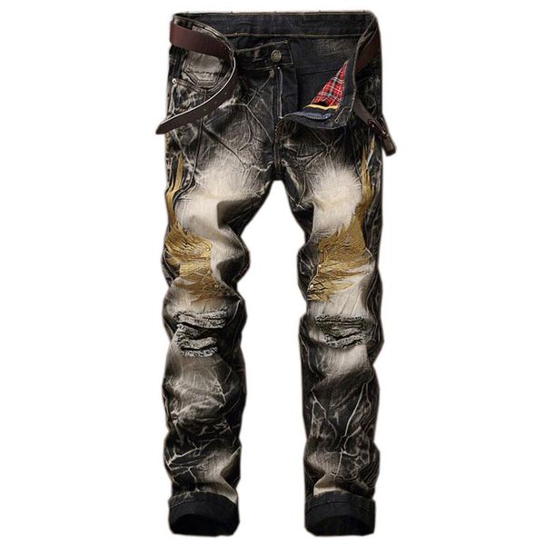 unique mens vintage wing embroidery jeans fashion designer straight leg slim fit denim pants hip hop trousers jb8731, Blue
unique mens vintage wing embroidery jeans fashion designer straight leg slim fit denim pants hip hop trousers jb8731, Blue