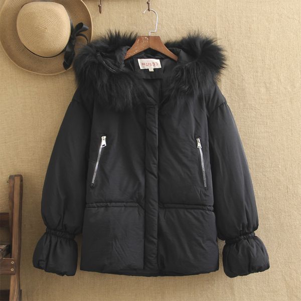 2019 winter new large size women's fur collar cotton short short fat mm loose hooded puff sleeves down warm padded jacket, Black
2019 winter new large size women's fur collar cotton short short fat mm loose hooded puff sleeves down warm padded jacket, Black