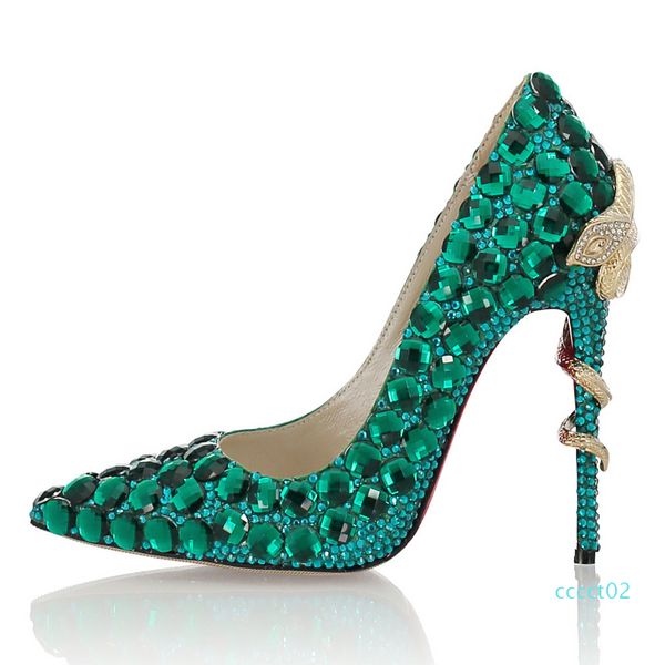 handmade green rhinestones wedding pumps sheepskin leather pointed toe red bottoms designer luxury bridal dress shoes 11cm size 35-41 2ct, Black 
handmade green rhinestones wedding pumps sheepskin leather pointed toe red bottoms designer luxury bridal dress shoes 11cm size 35-41 2ct, Black