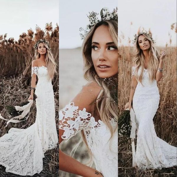 new mermaid country beach wedding dresses off shoulder middle east full lace backless sweep train plus size formal bridal gowns, White
new mermaid country beach wedding dresses off shoulder middle east full lace backless sweep train plus size formal bridal gowns, White