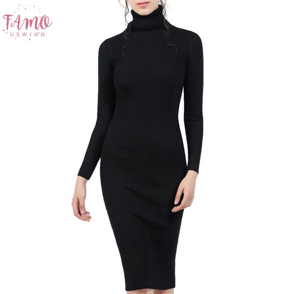 women autumn winter sweater knitted dresses slim elastic turtleneck long sleeve lady bodycon robe mid calf dresses vestidos, Black;gray
women autumn winter sweater knitted dresses slim elastic turtleneck long sleeve lady bodycon robe mid calf dresses vestidos, Black;gray