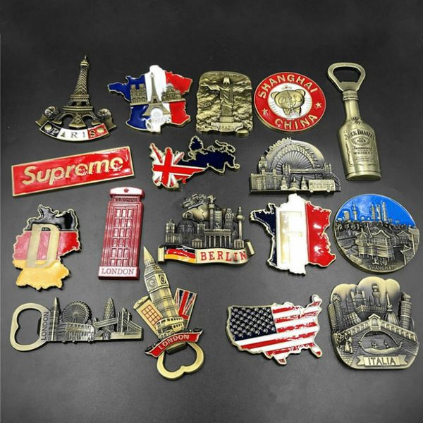 

magnetic bottle opener fridge magnet of france germany usa brazil italy shanghai metal souvenir creative gift