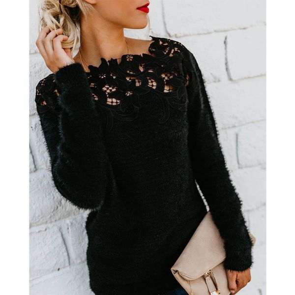 Autumn Winter Tops Women's Knitted Sweater Knitwear Pullover Sweaters Lace Long Sleeve Jumpers Casual Sexy Sweaters
Autumn Winter Tops Women's Knitted Sweater Knitwear Pullover Sweaters Lace Long Sleeve Jumpers Casual Sexy Sweaters