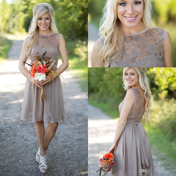 2019 new brown lace short bridesmaid dresses jewel sash knee length chiffon western wedding maid of honor dresses party cocktail gowns 1041, White;pink
2019 new brown lace short bridesmaid dresses jewel sash knee length chiffon western wedding maid of honor dresses party cocktail gowns 1041, White;pink