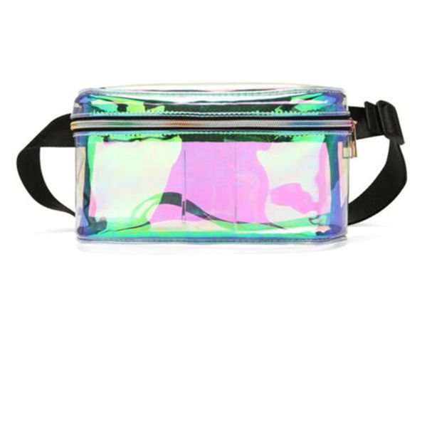 1pc women transparent waist packs ladies purse laser pvc clear wallet zipper waist bags pouch key pocket pvc clear wallet buckle