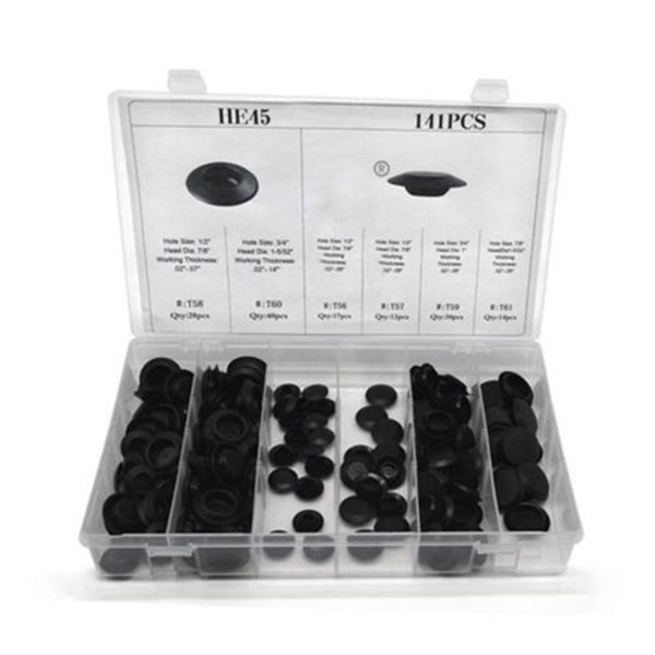 141pcs/box new flush mount black pvc hole plug assortment auto body sheet 
141pcs/box new flush mount black pvc hole plug assortment auto body sheet