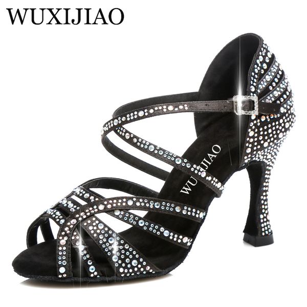 wuxijiao latin dance shoes women new laser rhinestone satin salsa party ballroom dancing shoes skin bronze cuba high heel 9cm
wuxijiao latin dance shoes women new laser rhinestone satin salsa party ballroom dancing shoes skin bronze cuba high heel 9cm