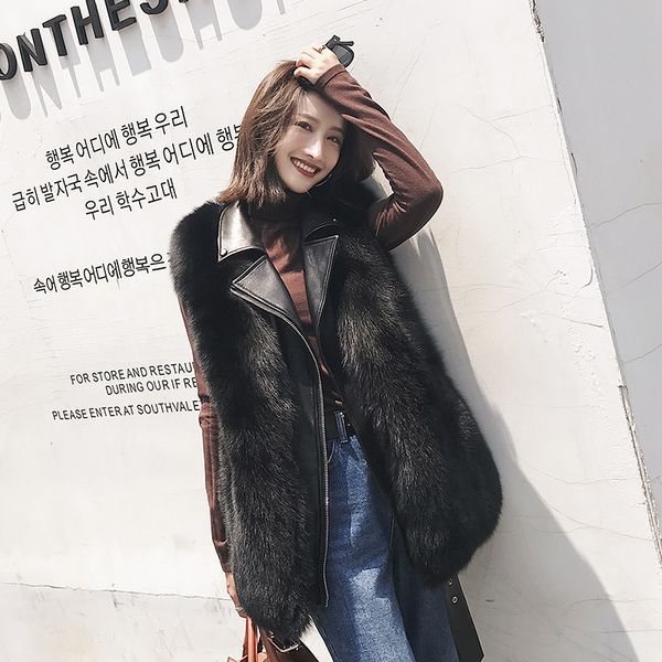 real fur vest women natural fur waistcoat with genuine leather real gilet high street outwear rf0286, Black
real fur vest women natural fur waistcoat with genuine leather real gilet high street outwear rf0286, Black