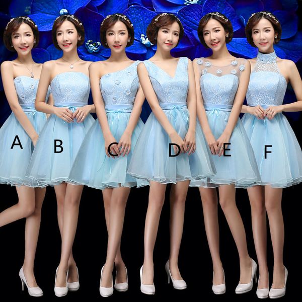 короткие платья для подружек невесты из тюля с кружевной вышивкой 2019 длина до колен свадебное платье небесно-голубого цвета brautjungfernk, White;pink 
короткие платья для подружек невесты из тюля с кружевной вышивкой 2019 длина до колен свадебное платье небесно-голубого цвета brautjungfernk, White;pink