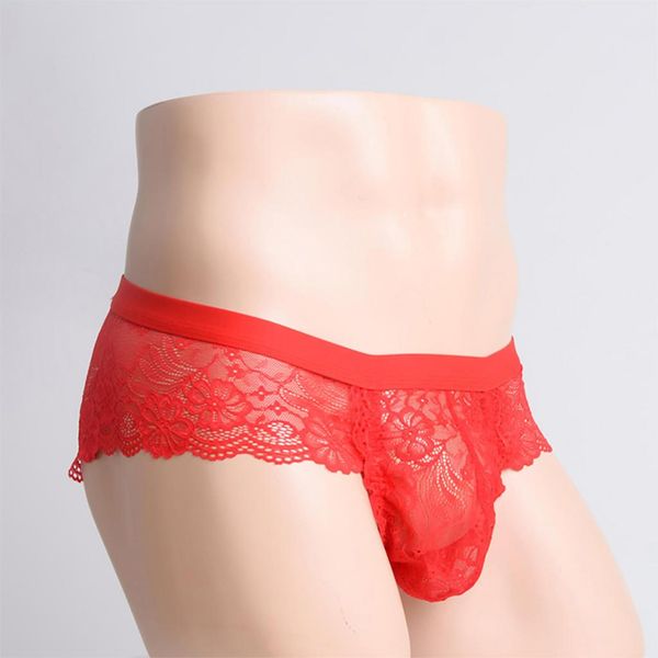 men's sheer floral lace panties low rise briefs underwear lingerie, Black;white
men's sheer floral lace panties low rise briefs underwear lingerie, Black;white
