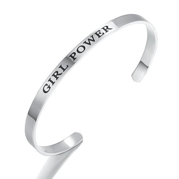 girl power inspirational gifts bracelet bangle positive saying engrave encouragement high polished stainless steel bangle, Black
girl power inspirational gifts bracelet bangle positive saying engrave encouragement high polished stainless steel bangle, Black