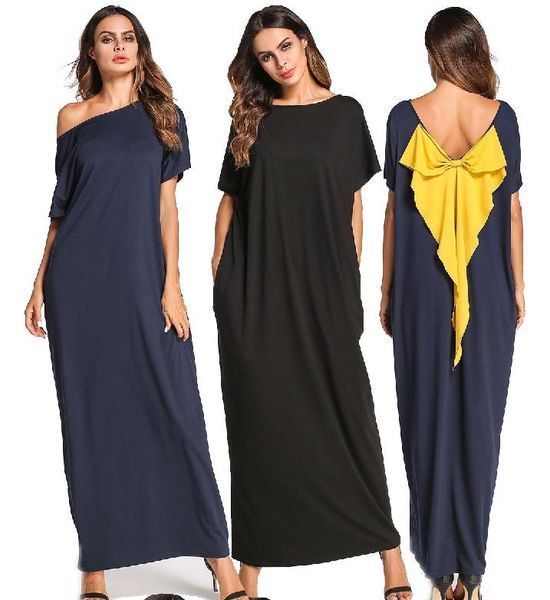 summer women long dress backless bowknot short sleeve contrast color maxi robe plus size asymmetry off shoulder pockets new, Red
summer women long dress backless bowknot short sleeve contrast color maxi robe plus size asymmetry off shoulder pockets new, Red