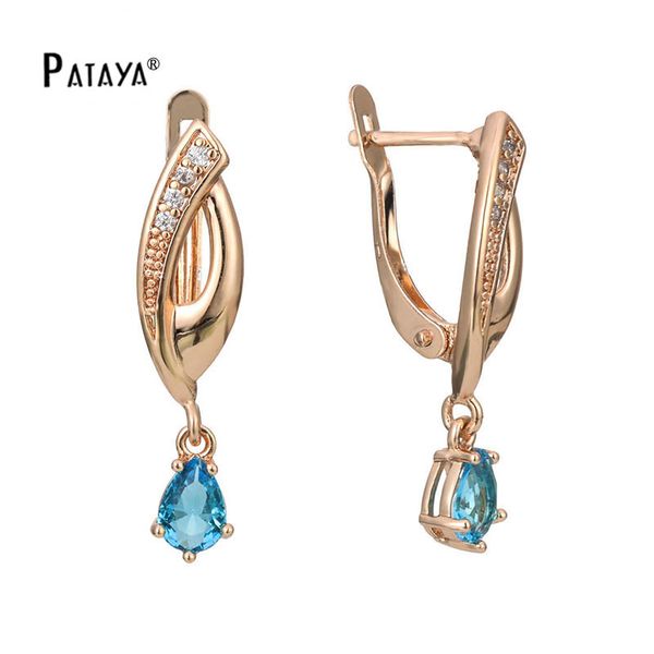 pataya new 585 rose gold water drop earrings light blue zircon natural jewelry women long dangle earrings wedding jewelry, Silver
pataya new 585 rose gold water drop earrings light blue zircon natural jewelry women long dangle earrings wedding jewelry, Silver