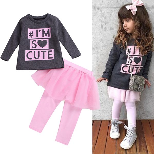 new girl kids clothes set girl long sleeves gray letters lace trousers leggings culottes two piece set kids designer clothes girls jy590, White
new girl kids clothes set girl long sleeves gray letters lace trousers leggings culottes two piece set kids designer clothes girls jy590, White