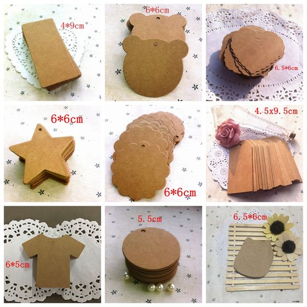 

20pcs 38 design options diy kraft paper tags multiple shapes christmas wedding favour party gift card label blank luggage tags