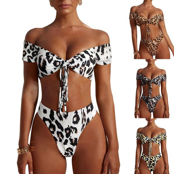 leopard knotted bikini set women summer two-piece swimsuit swimwear bathing suit, White;black
leopard knotted bikini set women summer two-piece swimsuit swimwear bathing suit, White;black