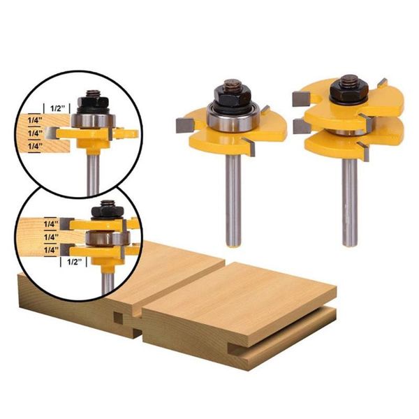 2pcs/set router bits 1/2 1/4-inch shank tongue & groove joint assemble router bits t-slot milling cutter woodwork cutting tools
2pcs/set router bits 1/2 1/4-inch shank tongue & groove joint assemble router bits t-slot milling cutter woodwork cutting tools