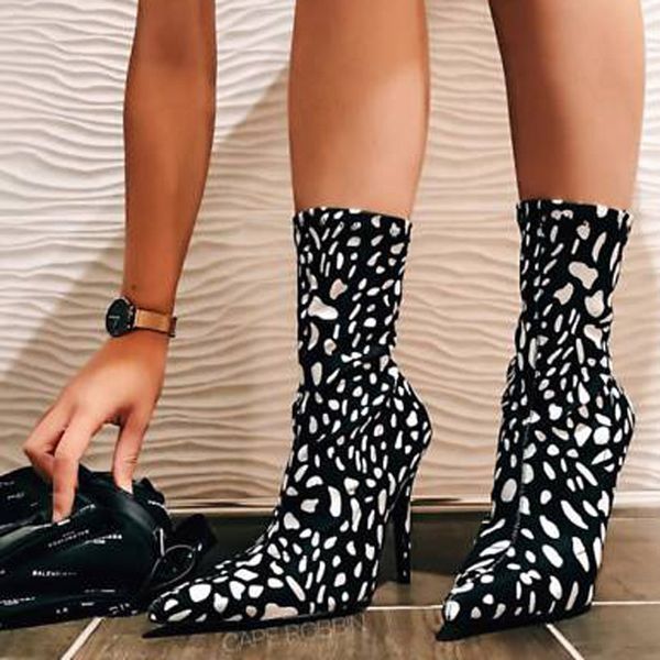 women ankle boots mixed colour high heels shoes woman zip pointed toe sock boots fashion winter autumn for females, Black
women ankle boots mixed colour high heels shoes woman zip pointed toe sock boots fashion winter autumn for females, Black