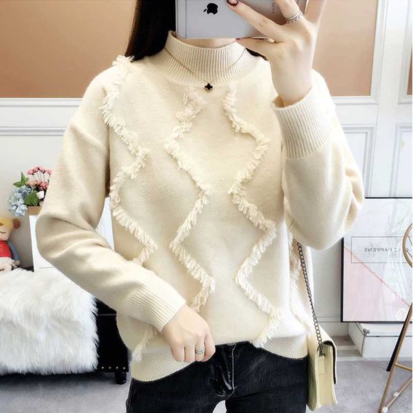 2020 autumn winter women knitted half-turtleneck sweater ladies casual soft solid tassel jumper pullovers pull femme, White;black
2020 autumn winter women knitted half-turtleneck sweater ladies casual soft solid tassel jumper pullovers pull femme, White;black