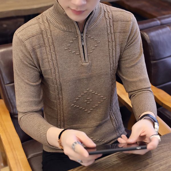 huapate casual men's wool sweater winter turtleneck plus velvet stand collar zip warm slim solid knit pullover, White;black
huapate casual men's wool sweater winter turtleneck plus velvet stand collar zip warm slim solid knit pullover, White;black