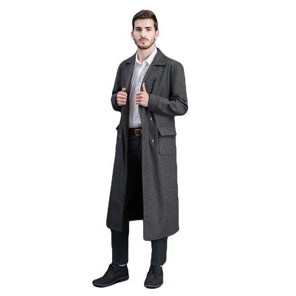 run large size m men lapel collar double breasted wool blend overcoat british style slim fit long coat outwear male checks one, Black
run large size m men lapel collar double breasted wool blend overcoat british style slim fit long coat outwear male checks one, Black