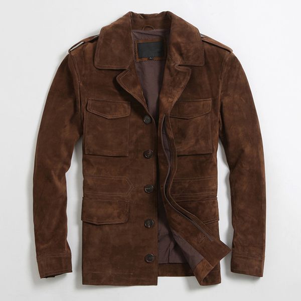 men's leather & faux 2021 spring cow suede genuine jacket brown casual men single breasted coat with four pockets, Black
men's leather & faux 2021 spring cow suede genuine jacket brown casual men single breasted coat with four pockets, Black
