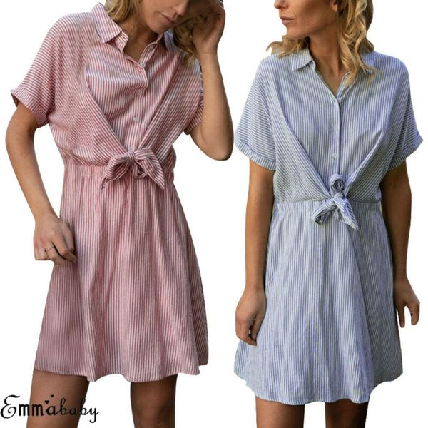 2019 new ladies women short sleeve stripe button shirt dress casual belted short dress chiffon loose beach girls, Black;gray
2019 new ladies women short sleeve stripe button shirt dress casual belted short dress chiffon loose beach girls, Black;gray
