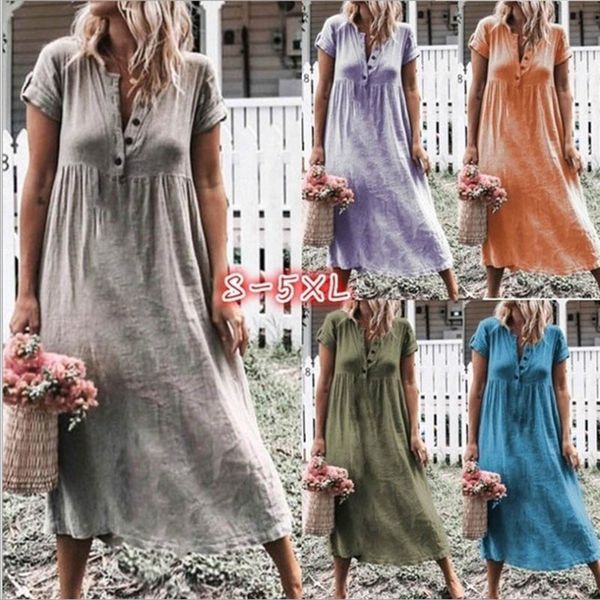 summer new casual v-neck cotton and linen dress women summer style feminino vestido t-shirt loose casual plus size ladies dress, White
summer new casual v-neck cotton and linen dress women summer style feminino vestido t-shirt loose casual plus size ladies dress, White
