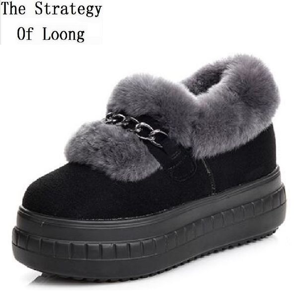 women ankle snow boots lady winter genuine leather fur plush height increasing chic metal chain slip-on short lazy boots 191108, Black
women ankle snow boots lady winter genuine leather fur plush height increasing chic metal chain slip-on short lazy boots 191108, Black