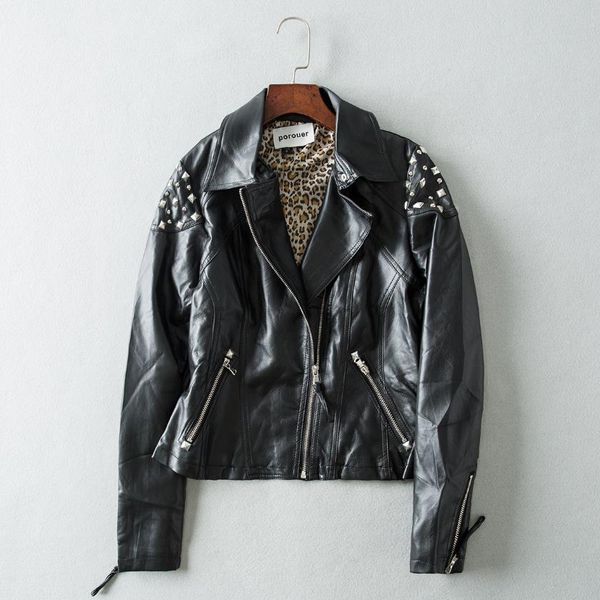 2019 spring new fashion brand thailand style rivet beading leopard pattern lining locomotive pu leather short jacket wq1198, Black
2019 spring new fashion brand thailand style rivet beading leopard pattern lining locomotive pu leather short jacket wq1198, Black