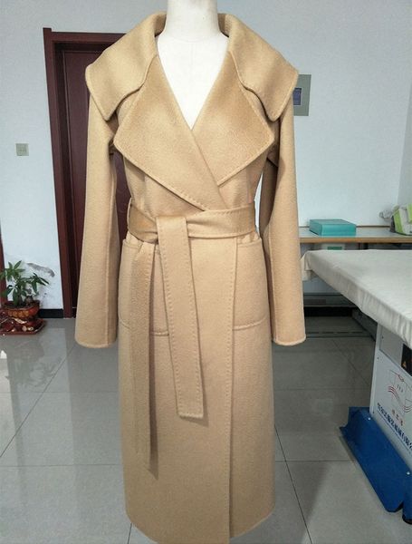 2018 winter women's fashion luxury high end 100% wool water ripple surface long loose design woolen belted overcoat, Black
2018 winter women's fashion luxury high end 100% wool water ripple surface long loose design woolen belted overcoat, Black