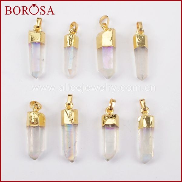 borosa new fashion gold color mini size aura angel quartz titanium ab crystal point faceted pendant bead for diy necklace g1395, Silver 
borosa new fashion gold color mini size aura angel quartz titanium ab crystal point faceted pendant bead for diy necklace g1395, Silver