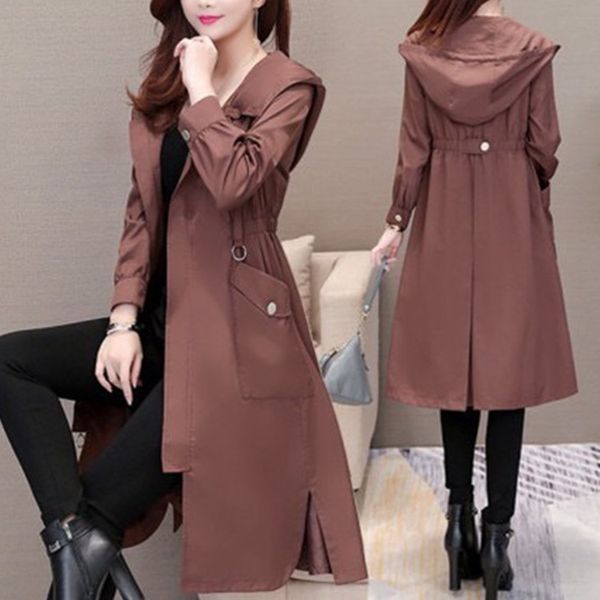 plus size casual solid women long trench coats slim zipper designer windbreaker full sleeve hooded black fall overcoat, Tan;black
plus size casual solid women long trench coats slim zipper designer windbreaker full sleeve hooded black fall overcoat, Tan;black
