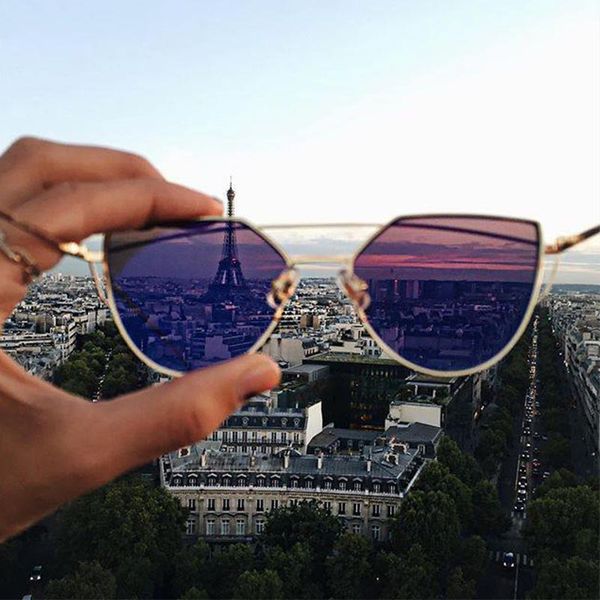 brand designer cat eye sunglasses women vintage metal reflective glasses for women mirror retro, White;black
brand designer cat eye sunglasses women vintage metal reflective glasses for women mirror retro, White;black