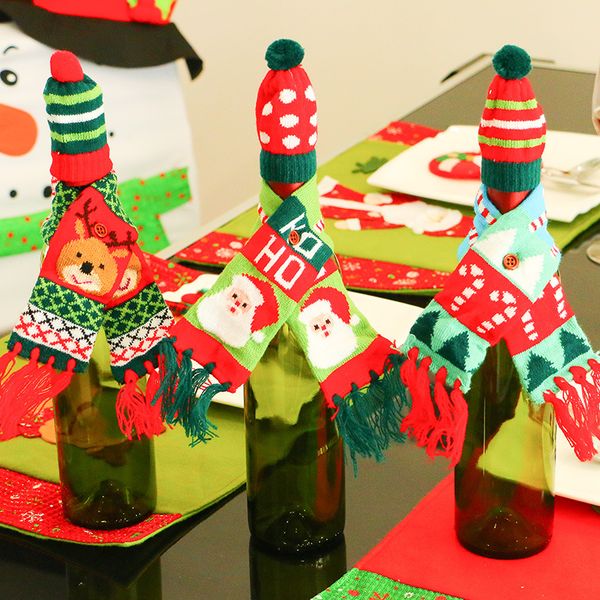 christmas pattern red wine bottle knitted scarf hat cover bottle er ornnament
christmas pattern red wine bottle knitted scarf hat cover bottle er ornnament