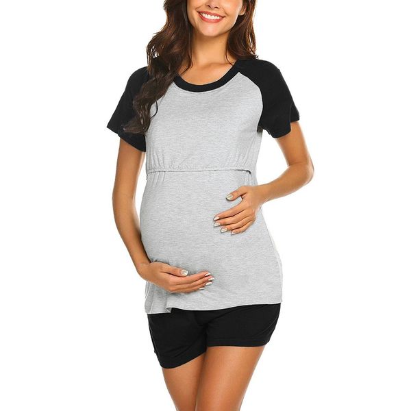 2pcs women maternity short sleeve nursing baby set maternity suit two-piece short sleeve t-shirt+shorts pajamas set #1024, White
2pcs women maternity short sleeve nursing baby set maternity suit two-piece short sleeve t-shirt+shorts pajamas set #1024, White