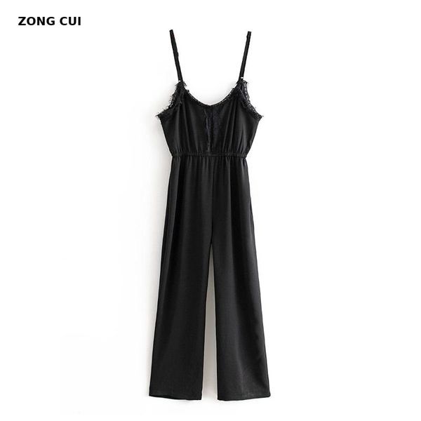 2020 women's black suspender + wide leg pant jumpsuit temperament fashion character v-neck lace jumpsuit jumpsuits tights, Black;white
2020 women's black suspender + wide leg pant jumpsuit temperament fashion character v-neck lace jumpsuit jumpsuits tights, Black;white